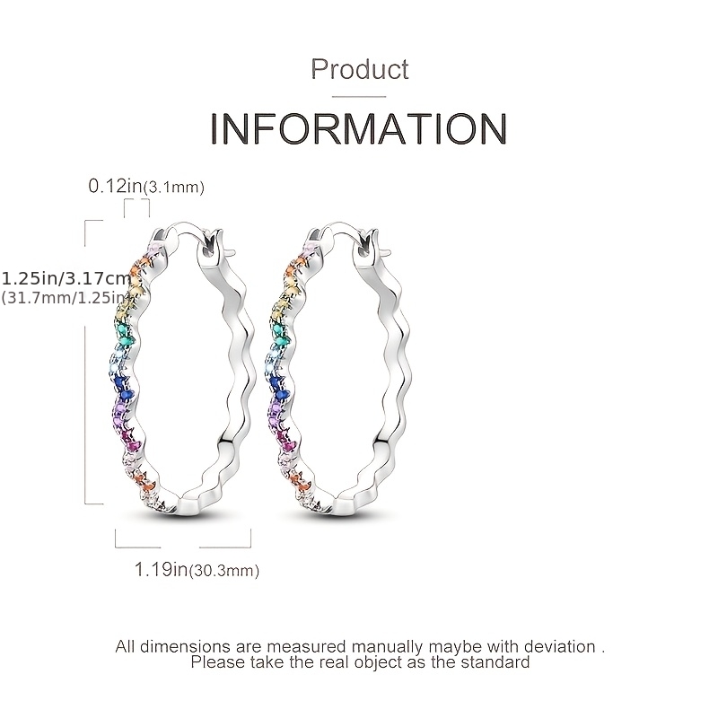 Women's 925 Silver Multicolor Wavy Pattern Statement Earrings